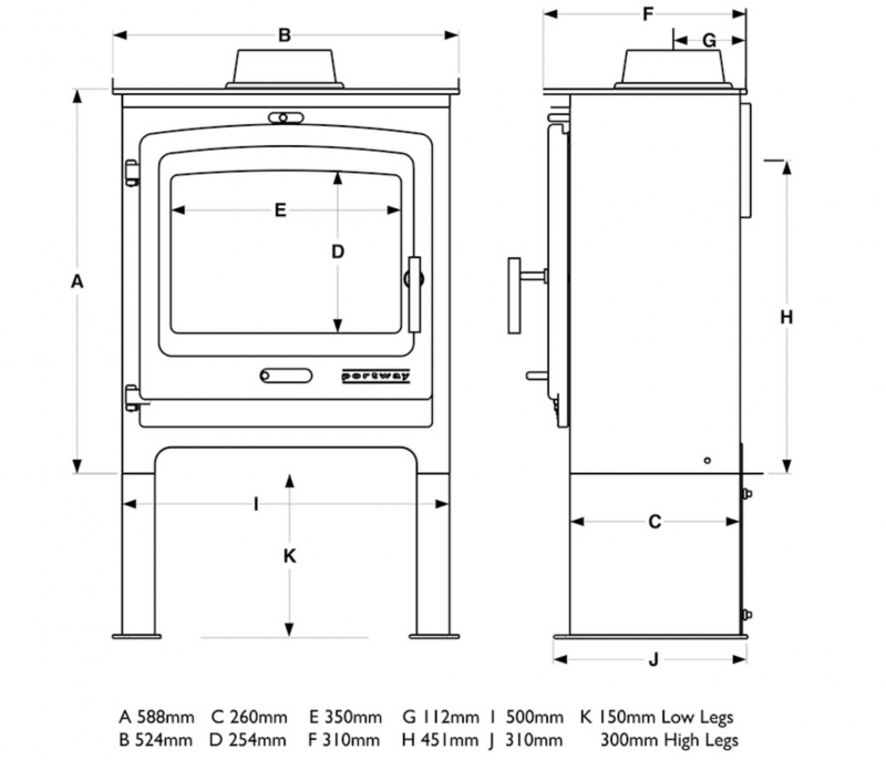 P2 Contemporary Multifuel Stove with Log Store from Portway Stoves