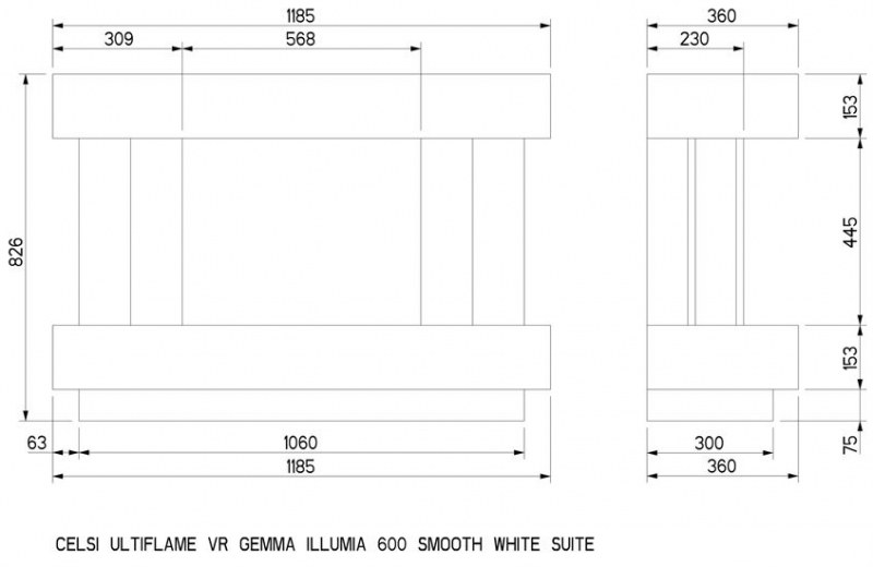 Ultiflame VR Gemma 600 Illumia Suite Smooth White from Celsi