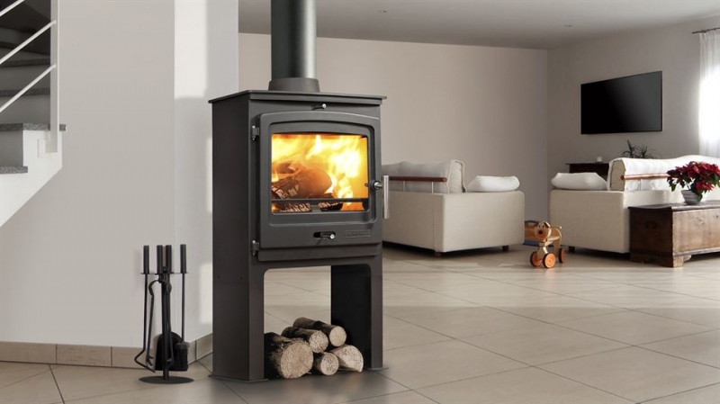 P2 Contemporary Multifuel Stove High Legs from Portway Stoves
