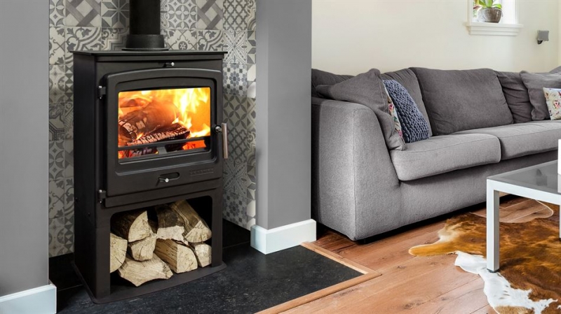 P2 Contemporary Multifuel Stove with Log Store from Portway Stoves