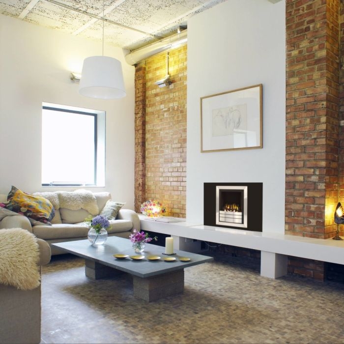 The Easton Landscape Chrome and Black Gas Fire with Remote Control from Sirocco Fires