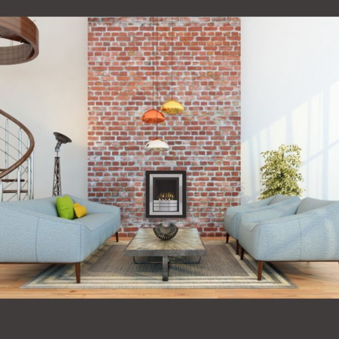 The Easton Portrait Chrome and Black Gas Fire with Slide Control from Sirocco Fires