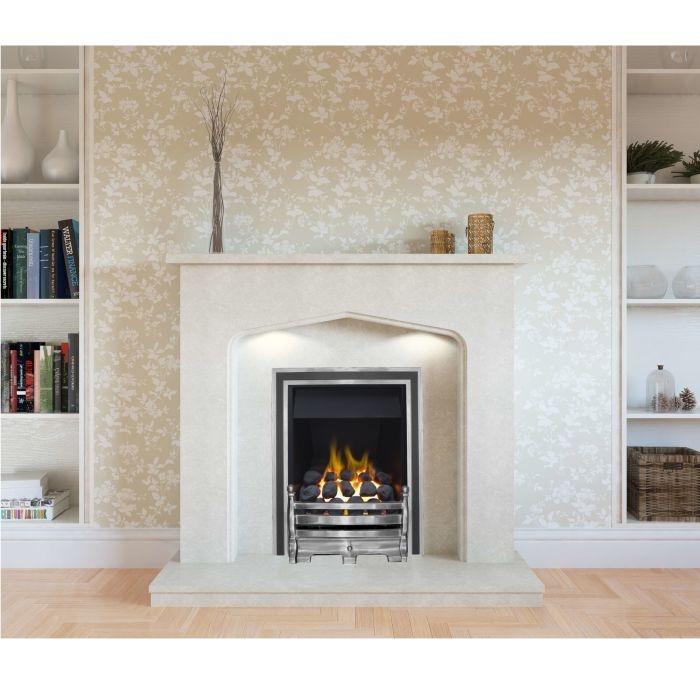 The Fairfield Full Depth Coal Gas Fire with Brushed Steel Fret and Brushed Steel Duo Trim from Sirocco Fires