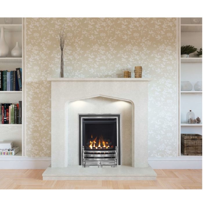 The Fairfield Full Depth High Efficiency Coal Gas Fire with Brushed Steel Fret and Duo Trim from Sirocco Fires