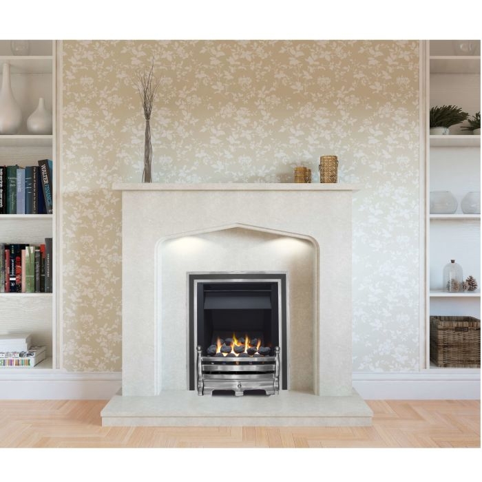 The Fairfield Slimline Coal Gas Fire with Brushed Steel Fret and Duo Trim from Sirocco Fires