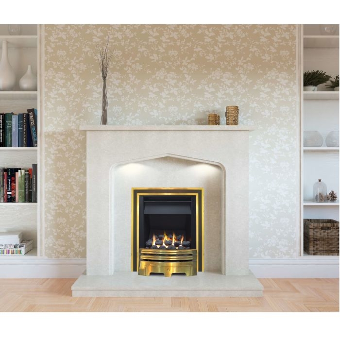 The Grace Slimline Coal Gas Fire with Brass Fret and Duo Trim from Sirocco Fires