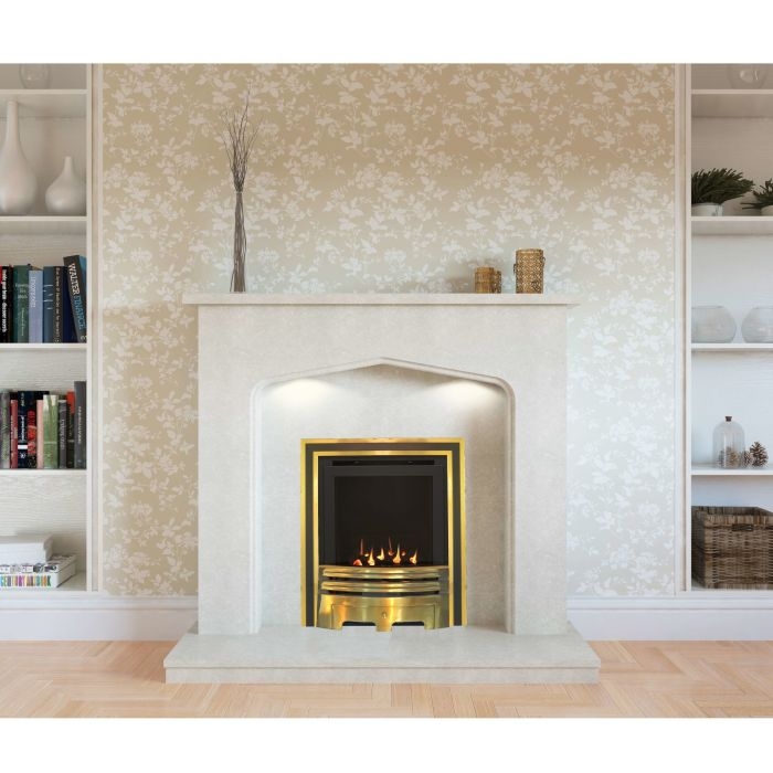 The Grace Slimline High Efficiency Coal Gas Fire with Brass Fret and Duo Brass Trim from Sirocco Fires